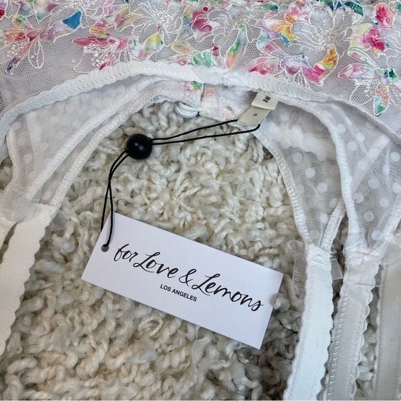 For Love and Lemons Outline Floral Garter White/Rainbow Small - Picture 8 of 11